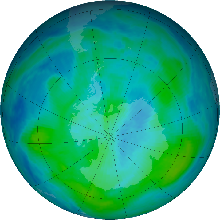 Antarctic ozone map for 03 March 1988